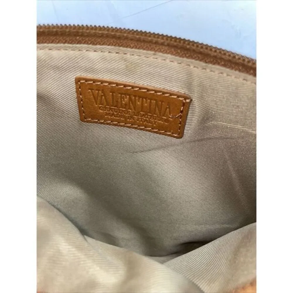 Valentina Leather Wristlet, Tan Made in‎ Italy 8x6